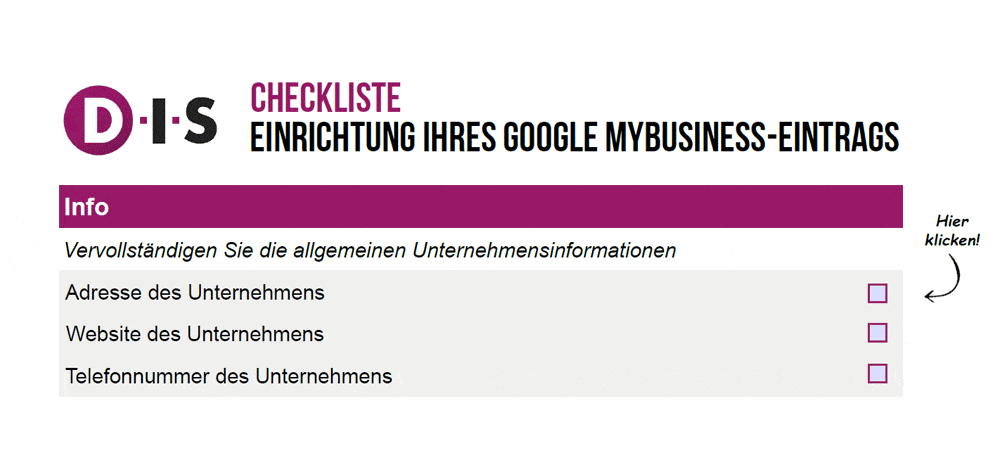 google my business eintrag checkliste